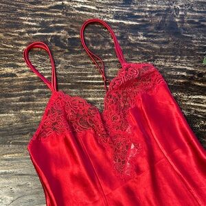 Victoria’s Secret Elegant Red Lace Trim Chemise
